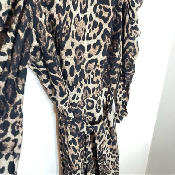 Eliza J Belted Long Sleeve Leopard Print Midi Dress - Picture 4 of 8